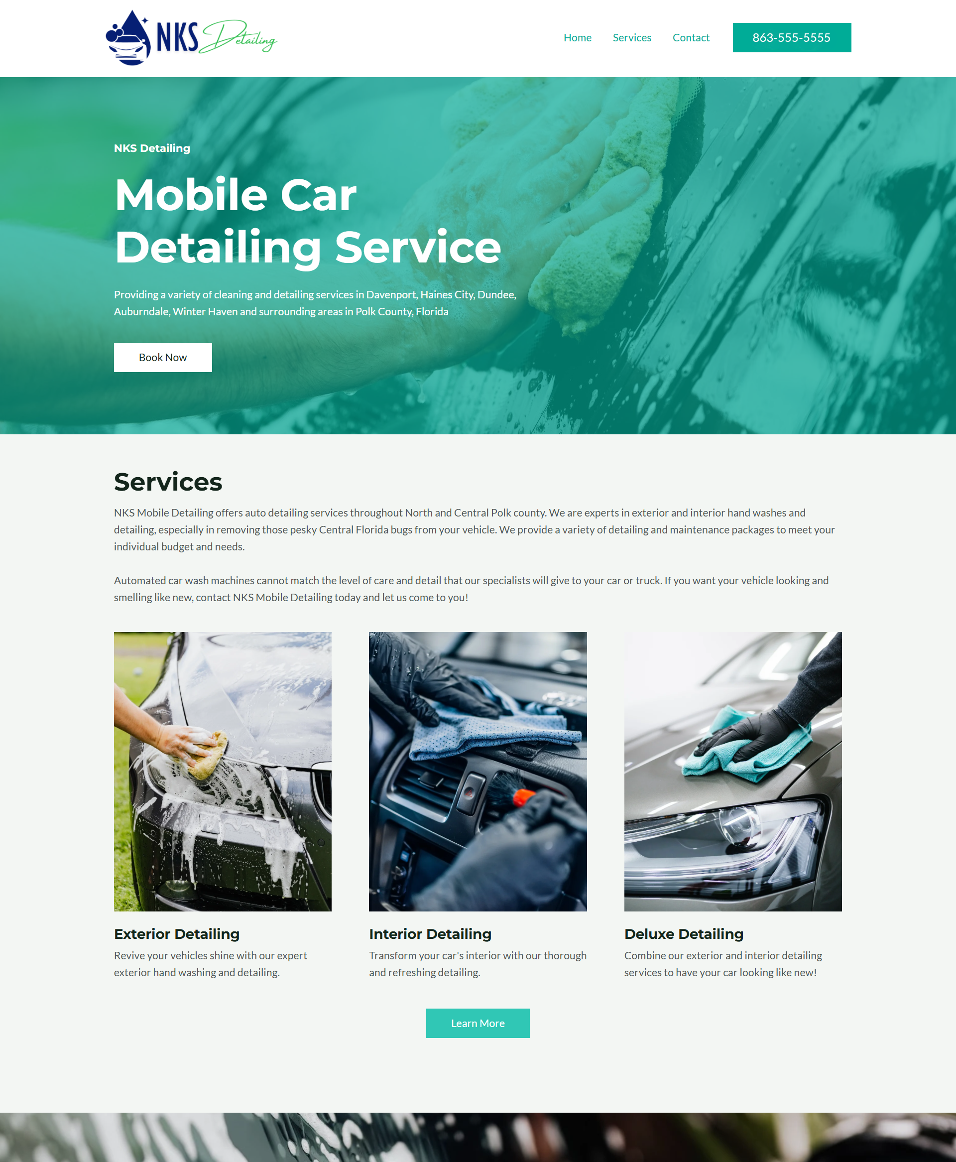 Website screenshot showing car wash related images and illegible text